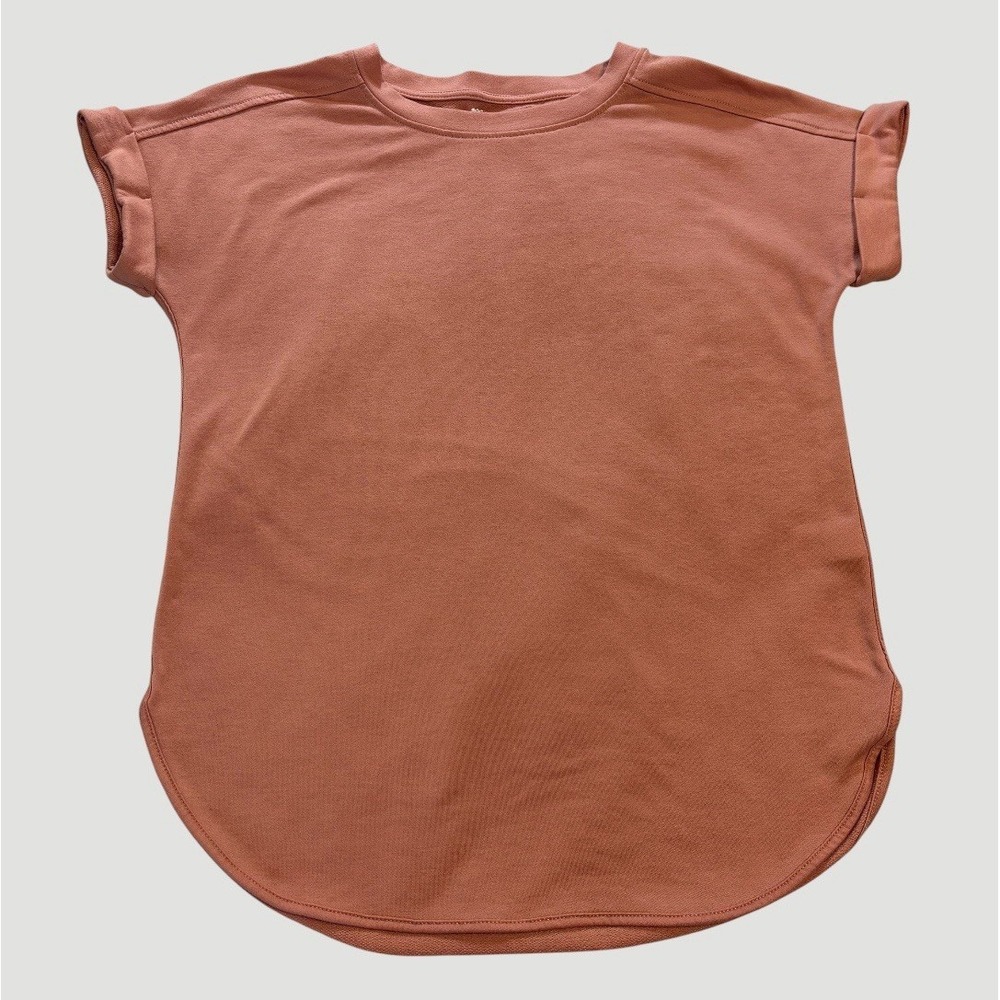 Cupio Women's Small Short Sleeve Crew Neck T-shirt Salmon Pink Cuffed Sleeves